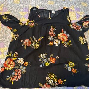 Old Navy Black Floral Blouse